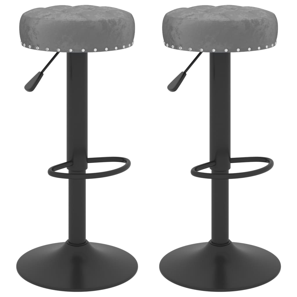 Tabourets de bar lot de 2 gris foncé velours Tabourets de bar vidaXL   