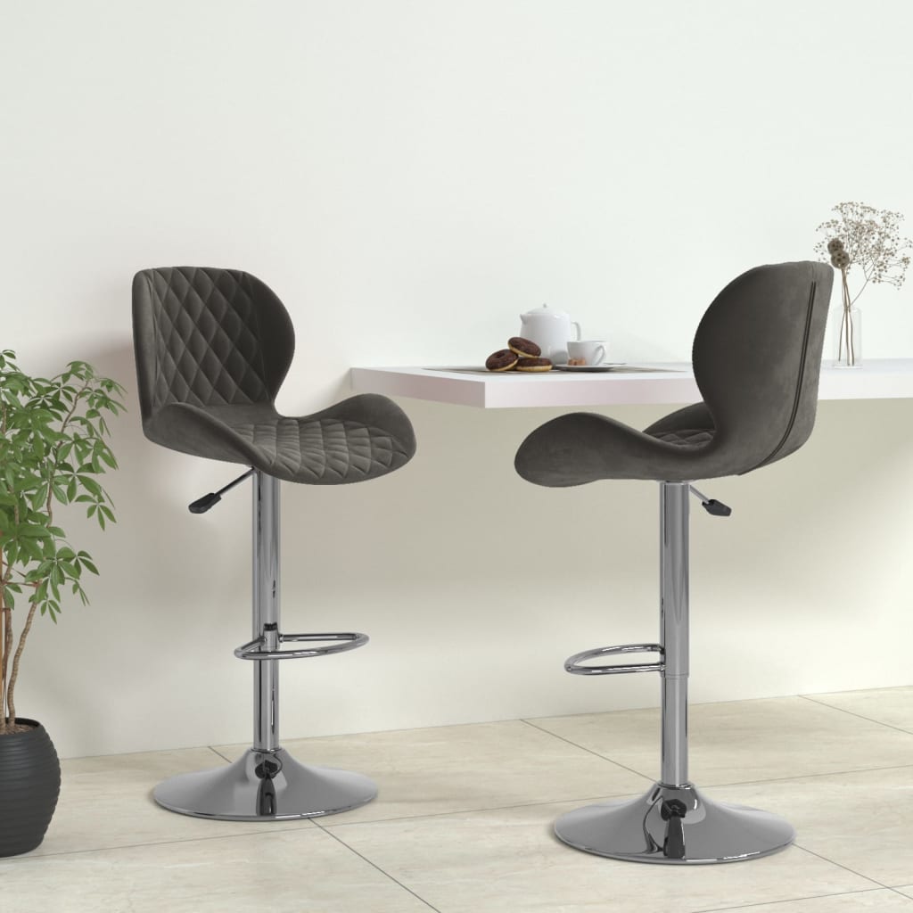 Tabourets de bar lot de 2 gris foncé velours Tabourets de bar vidaXL   
