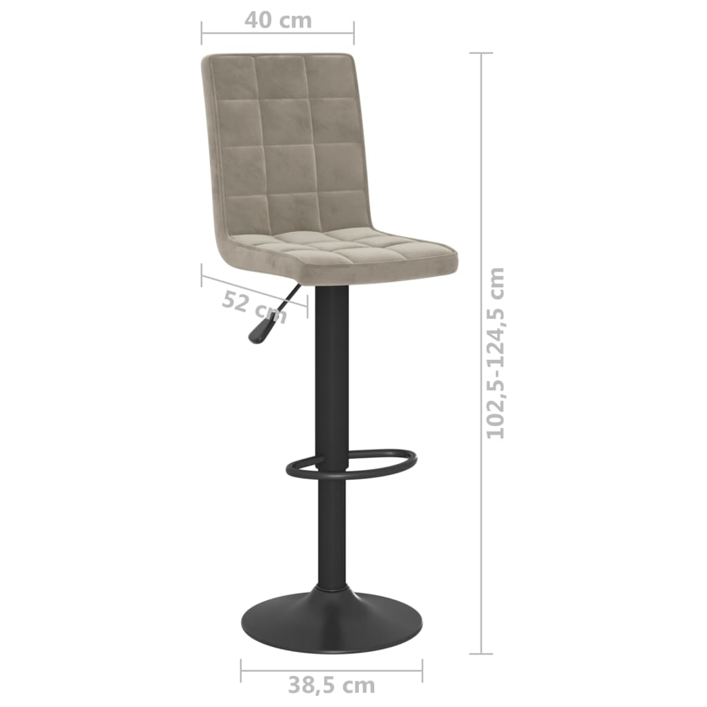 Tabourets de bar lot de 2 gris clair velours Tabourets de bar vidaXL   