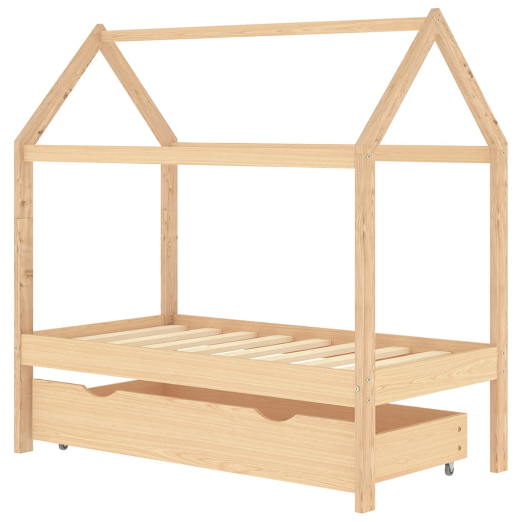 Cadre de lit d'enfant avec tiroir Bois de pin massif 70x140 cm Lits bébés et enfants vidaXL   