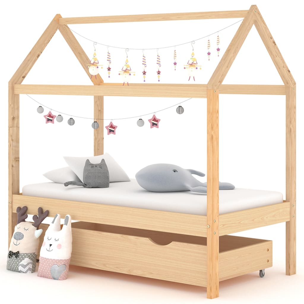 Cadre de lit d'enfant avec tiroir Bois de pin massif 70x140 cm Lits bébés et enfants vidaXL   