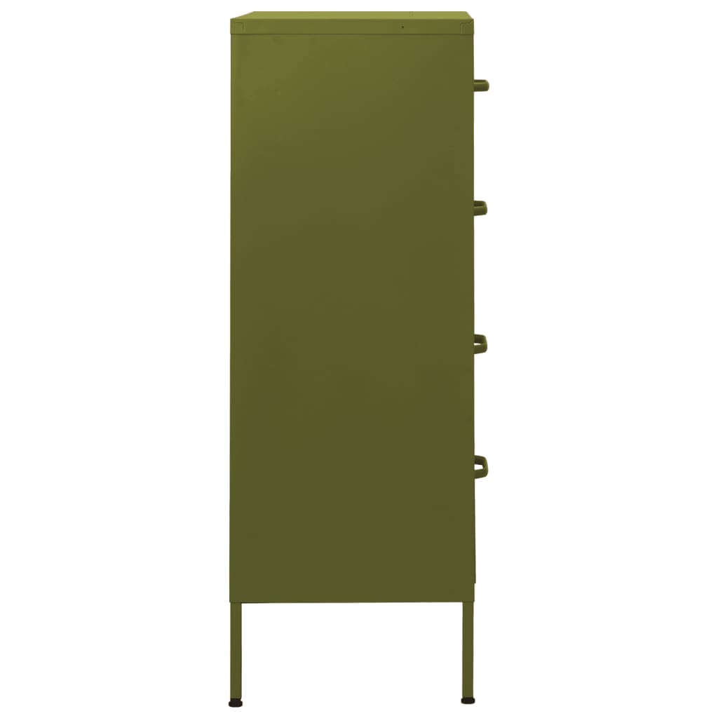 Commode Vert olive 80x35x101,5 cm Acier Commodes vidaXL   