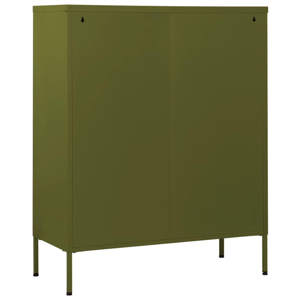 Commode Vert olive 80x35x101,5 cm Acier Commodes vidaXL   