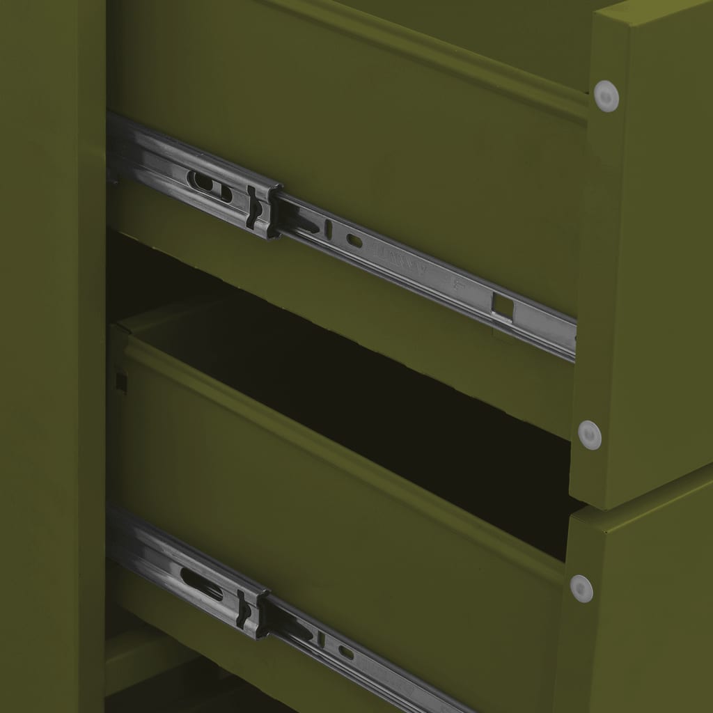 Commode Vert olive 80x35x101,5 cm Acier Commodes vidaXL   