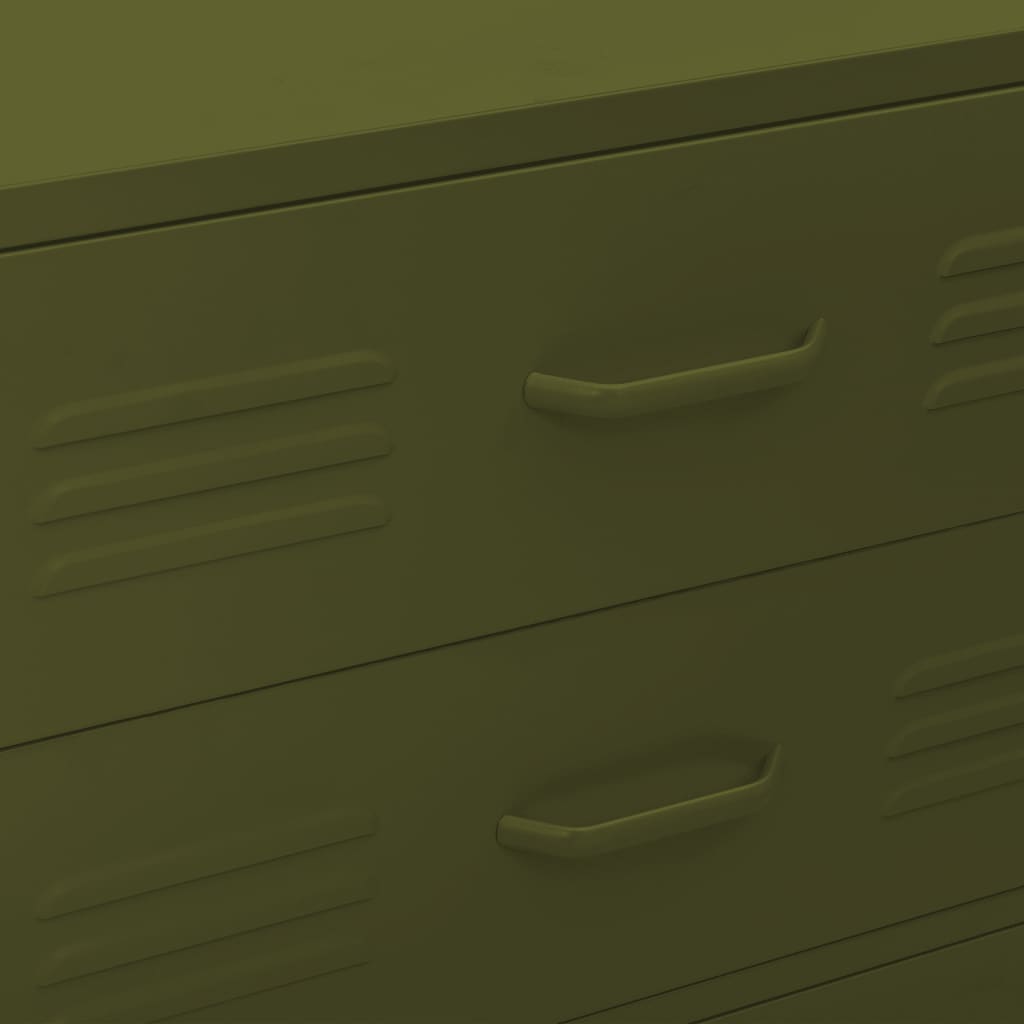 Commode Vert olive 80x35x101,5 cm Acier Commodes vidaXL   