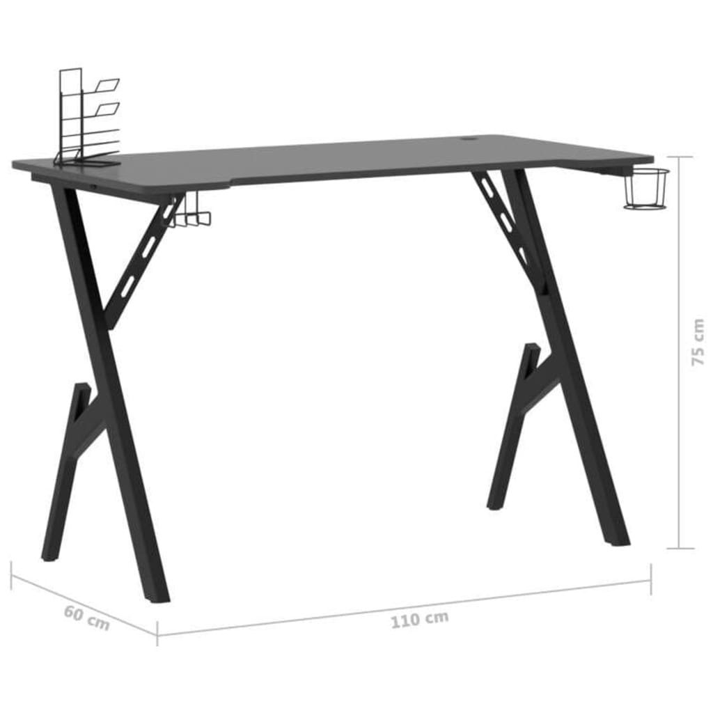 Bureau de jeu avec pieds en forme de Y Noir 110x60x75 cm Bureaux vidaXL   