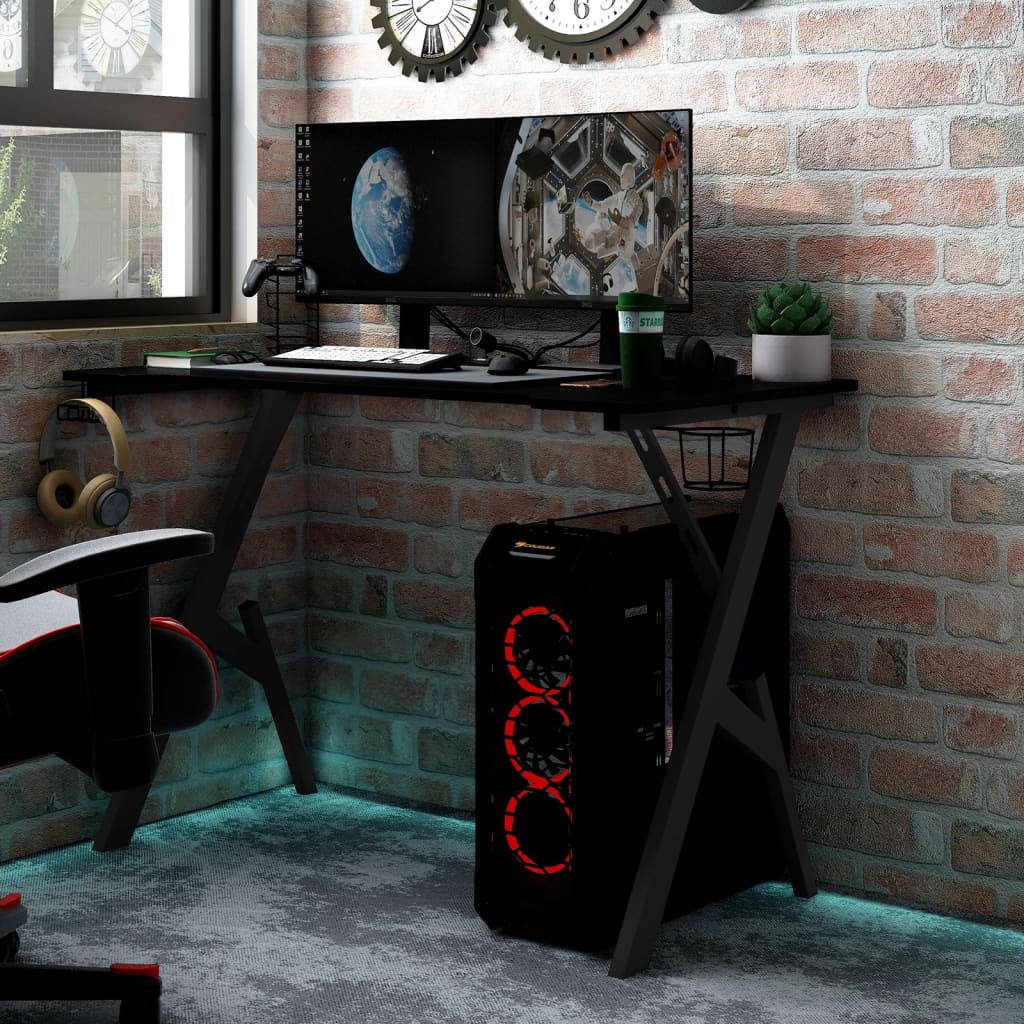 Bureau de jeu avec pieds en forme de Y Noir 110x60x75 cm Bureaux vidaXL   
