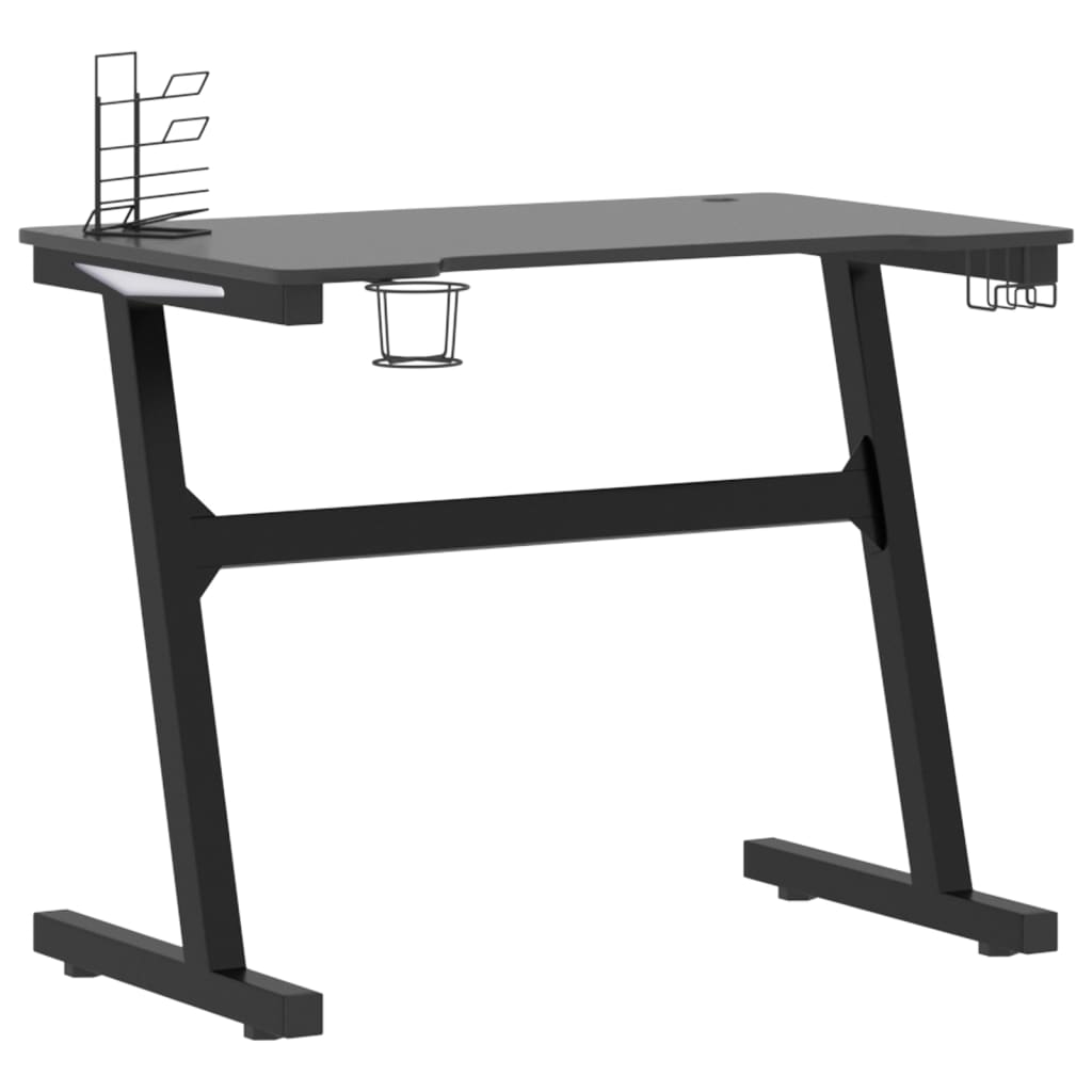 Bureau de jeu à LED avec pieds en forme de Z Noir 90x60x75 cm Bureaux vidaXL   