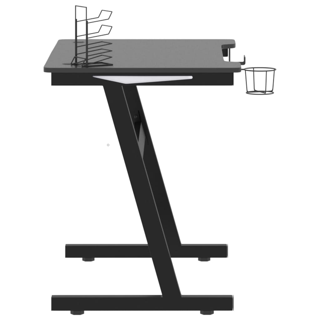 Bureau de jeu à LED avec pieds en forme de Z Noir 90x60x75 cm Bureaux vidaXL   