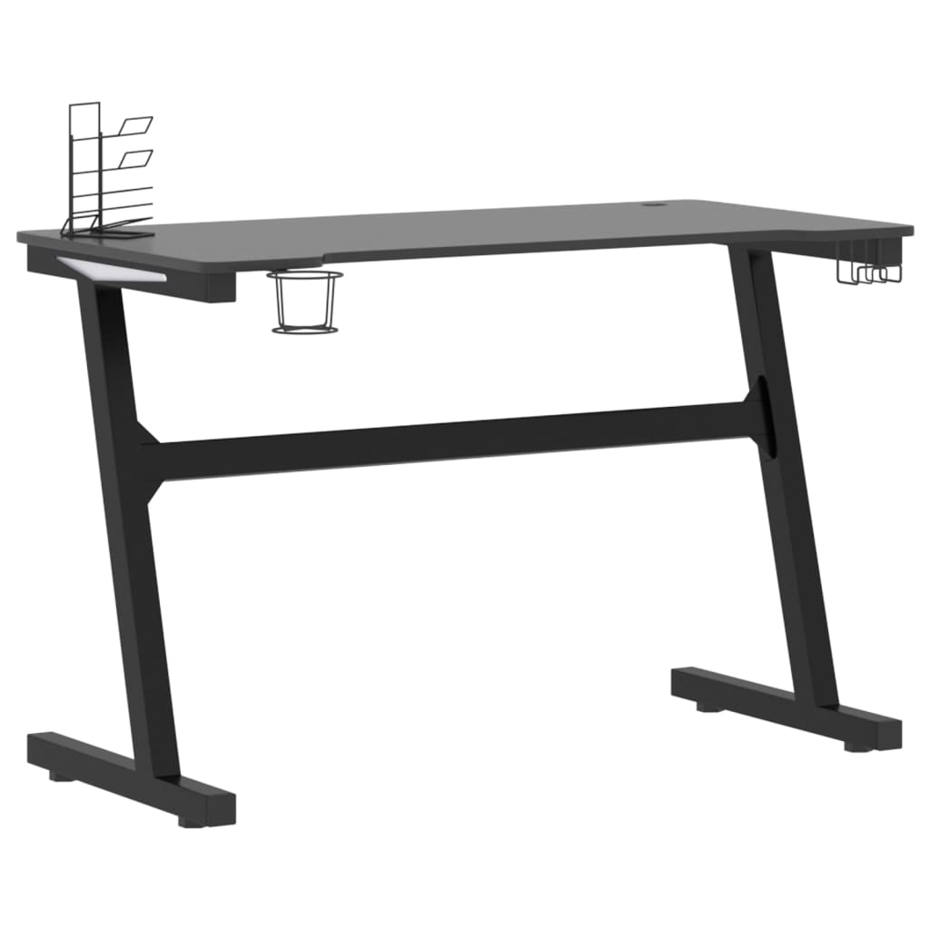 Bureau de jeu à LED en forme de Z noir 110x60x75 cm Bureaux vidaXL   