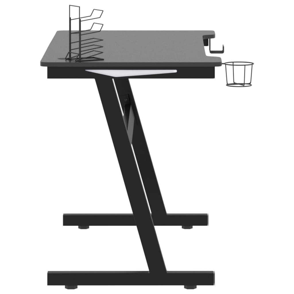 Bureau de jeu à LED en forme de Z noir 110x60x75 cm Bureaux vidaXL   