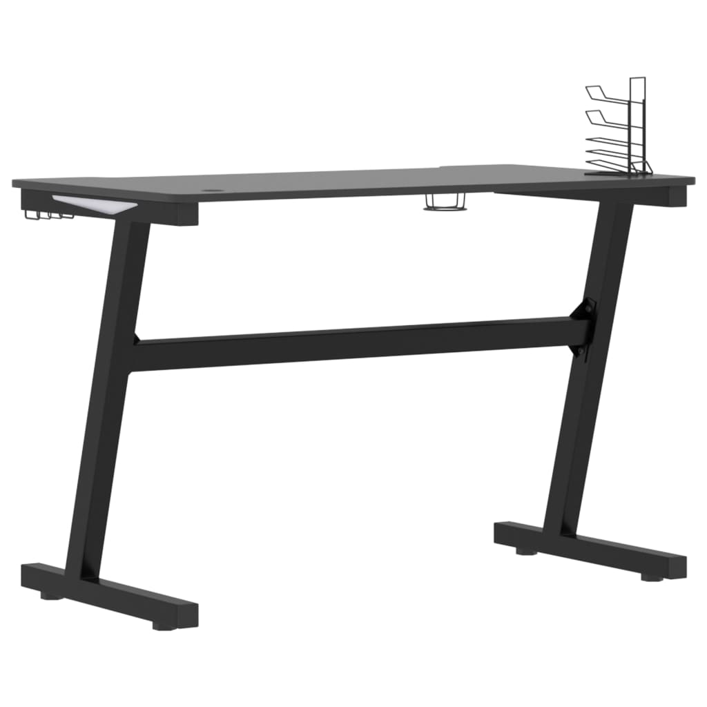 Bureau de jeu à LED en forme de Z noir 110x60x75 cm Bureaux vidaXL   