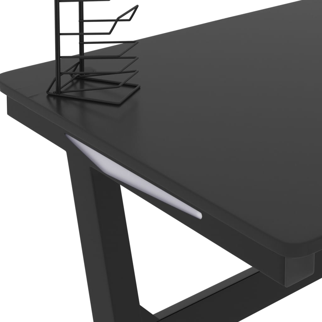 Bureau de jeu à LED en forme de Z noir 110x60x75 cm Bureaux vidaXL   