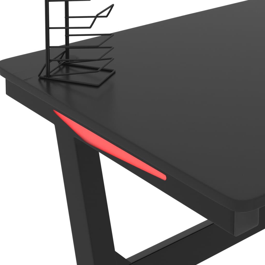 Bureau de jeu à LED en forme de Z noir 110x60x75 cm Bureaux vidaXL   