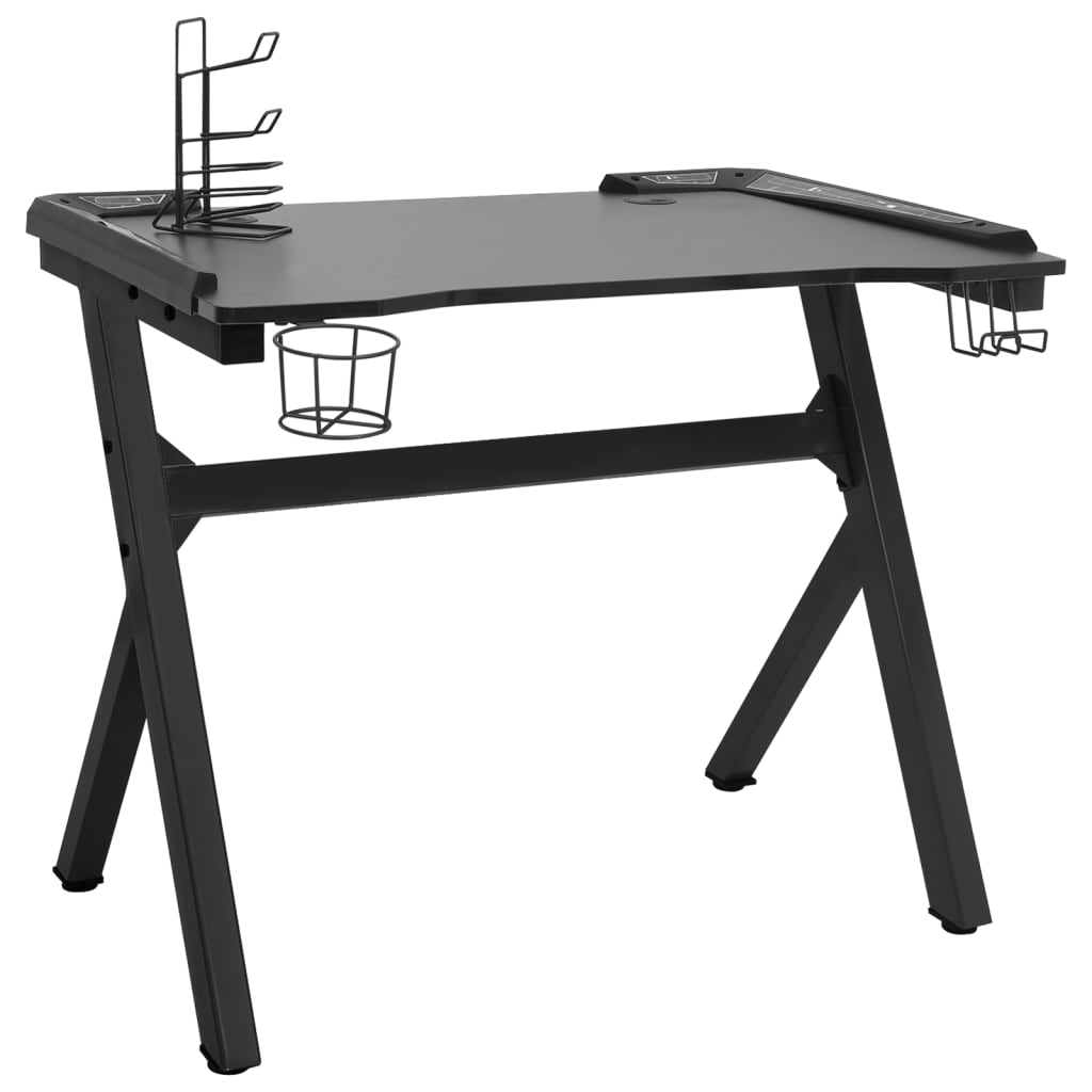 Bureau de jeu à LED en forme de Y noir 110x60x75 cm Bureaux vidaXL   