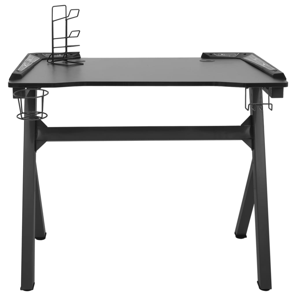 Bureau de jeu à LED en forme de Y noir 110x60x75 cm Bureaux vidaXL   