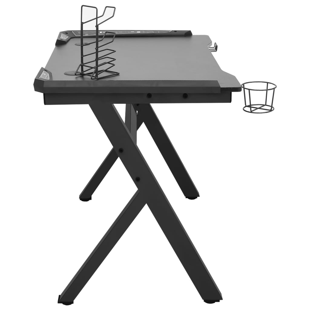 Bureau de jeu à LED en forme de Y noir 110x60x75 cm Bureaux vidaXL   