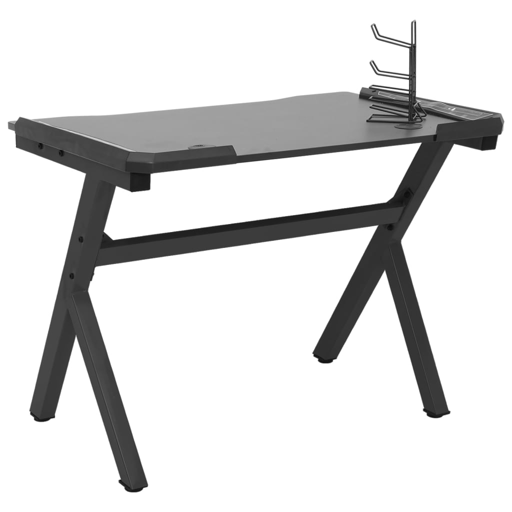 Bureau de jeu à LED en forme de Y noir 110x60x75 cm Bureaux vidaXL   