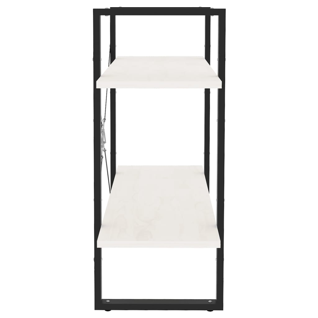 Bibliothèque à 2 niveaux Blanc 80x30x70 cm Bois de pin massif Bibliothèques vidaXL   