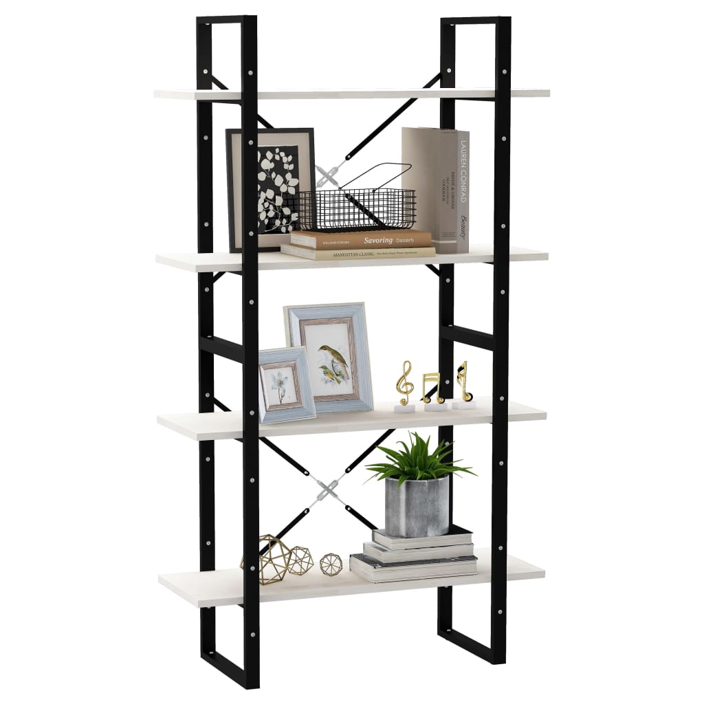 Bibliothèque à 4 niveaux Blanc 80x30x140 cm Bois de pin massif Bibliothèques vidaXL   