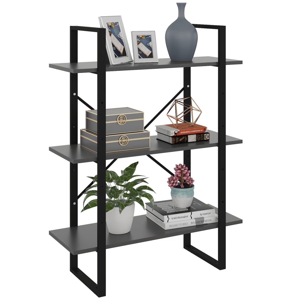 Bibliothèque Gris 80x30x105 cm Aggloméré Bibliothèques vidaXL   