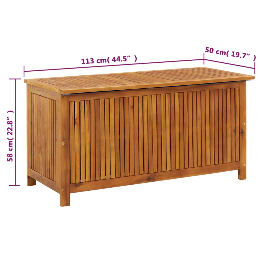 Boîte de rangement de jardin 113x50x58 cm Bois d'acacia solide Coffres de jardin vidaXL   