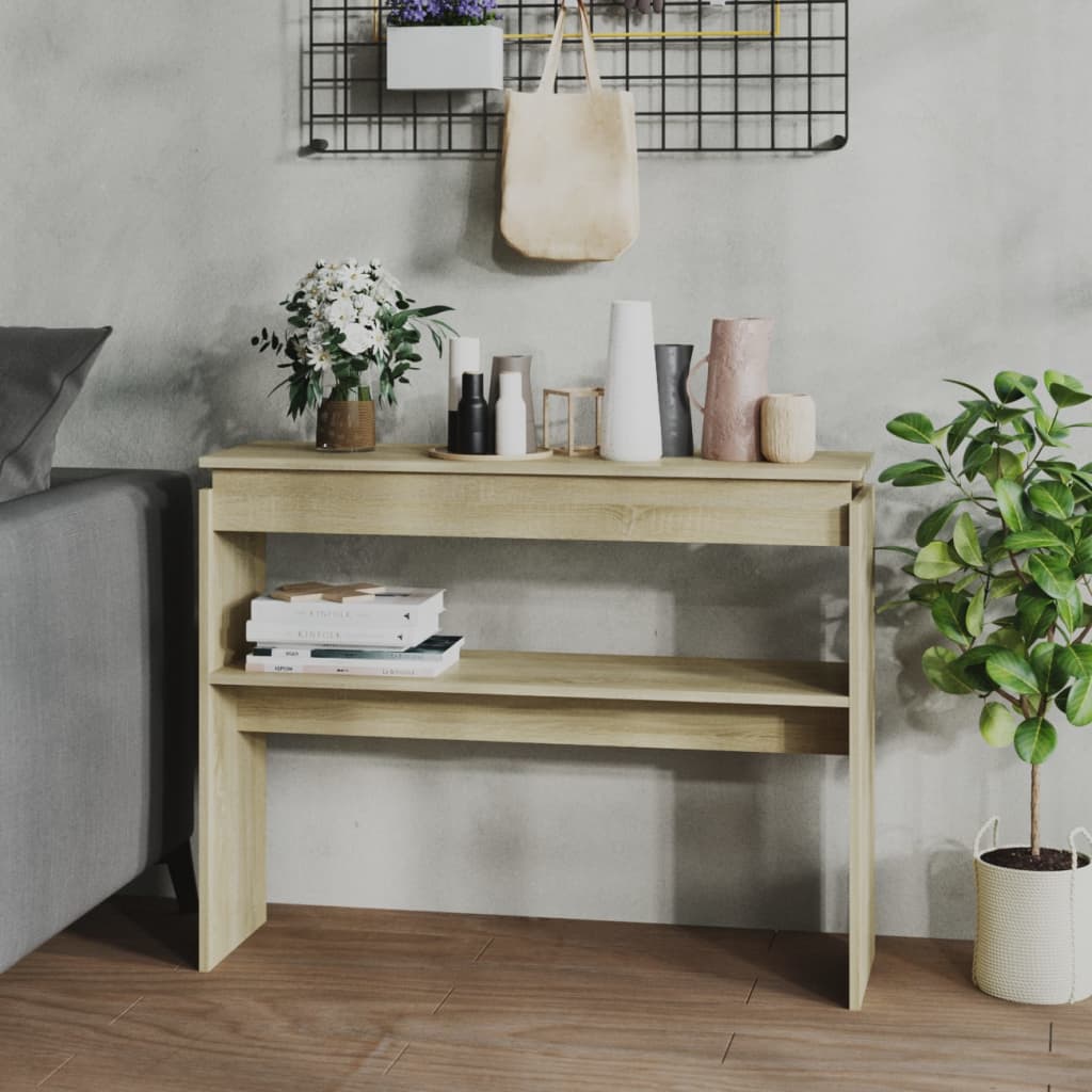 Table console Chêne sonoma 102x30x80 cm Aggloméré Tables d'appoint vidaXL   