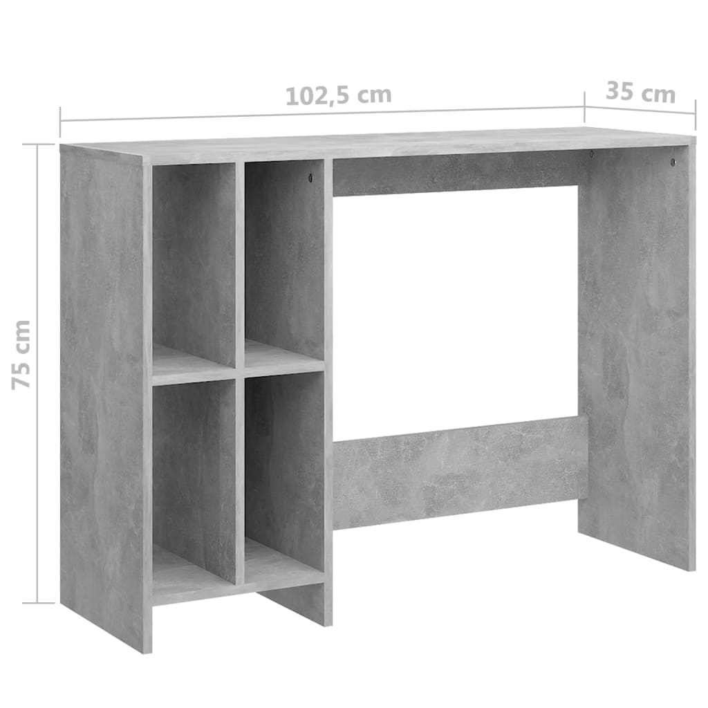Bureau d'ordinateur portable Gris béton 102,5x35x75cm Aggloméré Bureaux vidaXL   