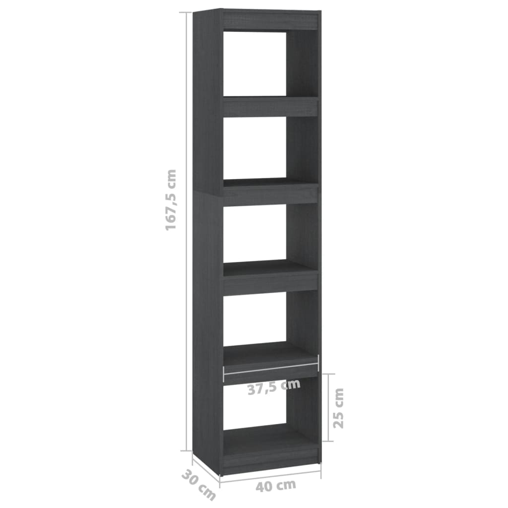 Bibliothèque/Séparateur de pièce Gris 40x30x167,5 cm Pin massif Bibliothèques vidaXL   