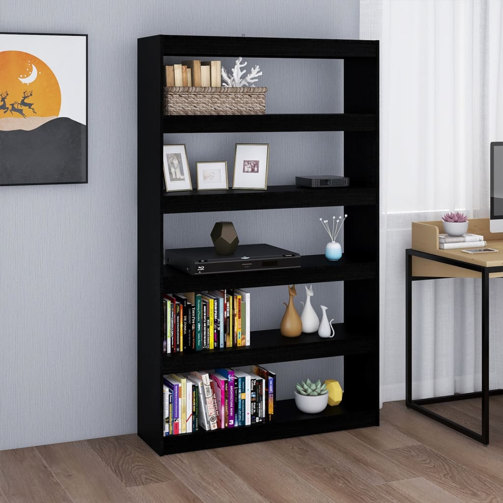 Bibliothèque/Séparateur de pièce Noir 100x30x167,5cm Pin massif Bibliothèques vidaXL   