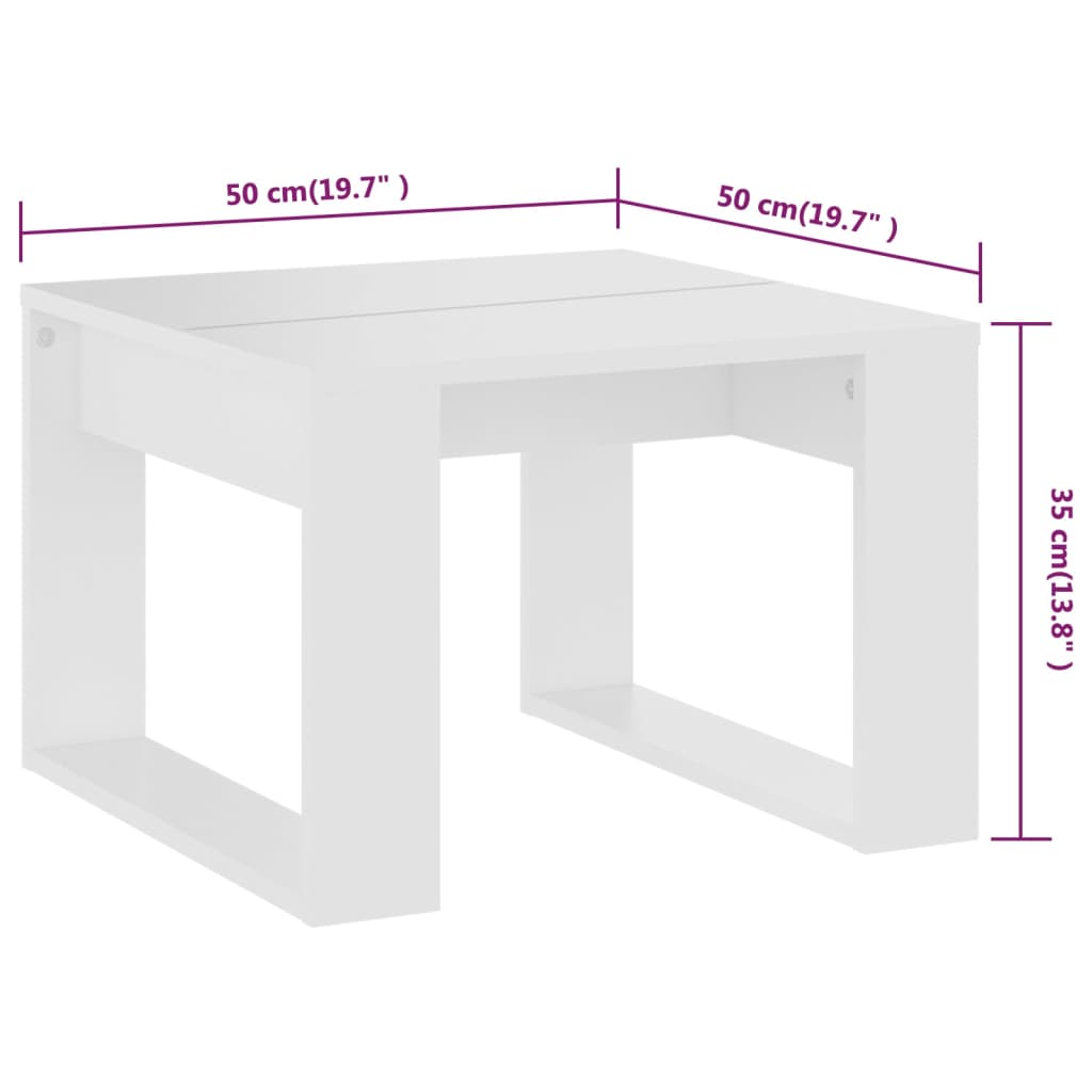 Table d'appoint Blanc 50x50x35 cm Aggloméré Tables basses vidaXL
