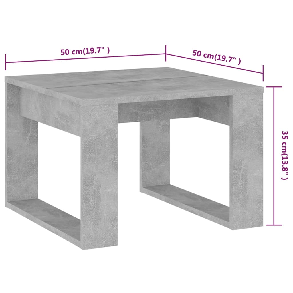 Table d'appoint Gris béton 50x50x35 cm Aggloméré Tables basses vidaXL
