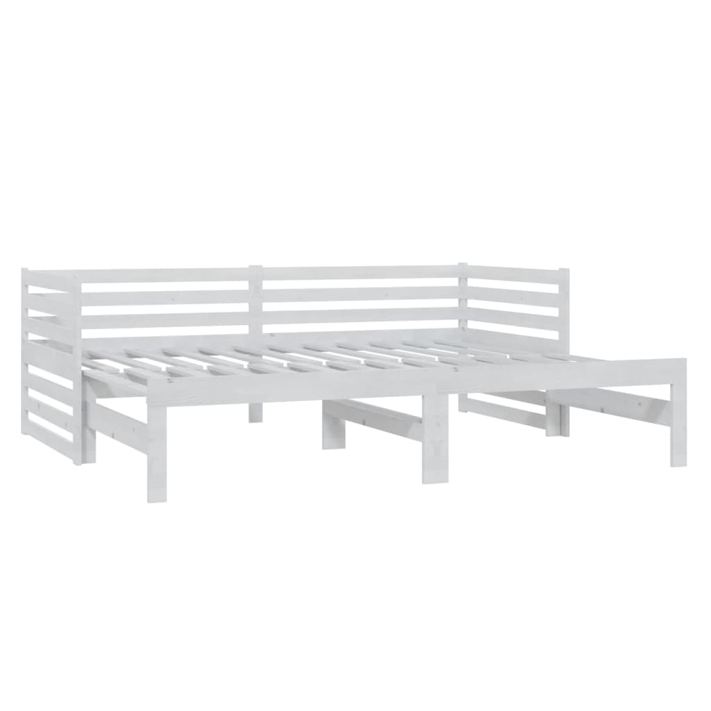 Lit coulissant Blanc Bois de pin massif 2x(90x200) cm Lits & cadres de lit vidaXL   