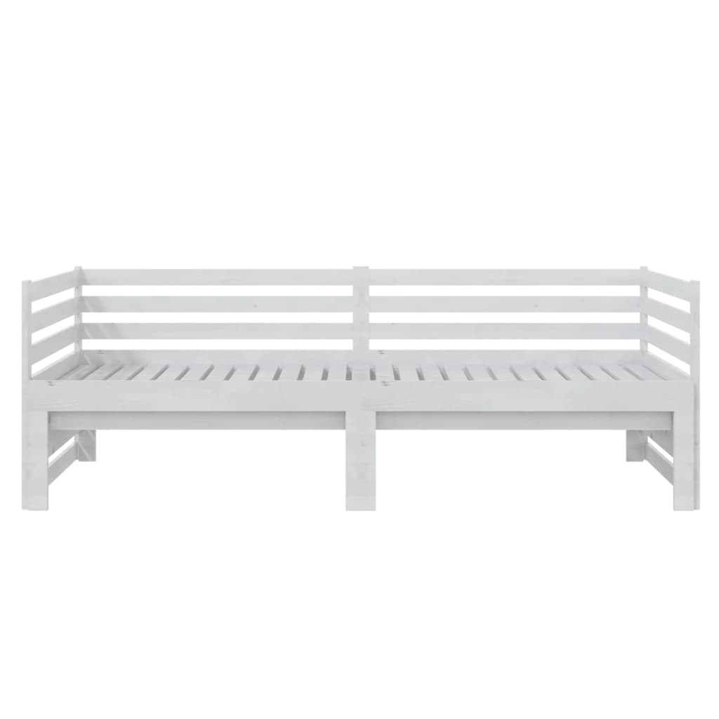 Lit coulissant Blanc Bois de pin massif 2x(90x200) cm Lits & cadres de lit vidaXL   