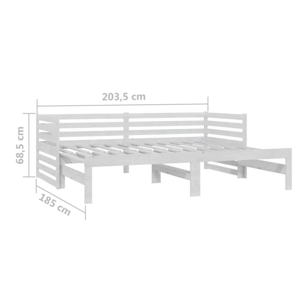 Lit coulissant Blanc Bois de pin massif 2x(90x200) cm Lits & cadres de lit vidaXL   