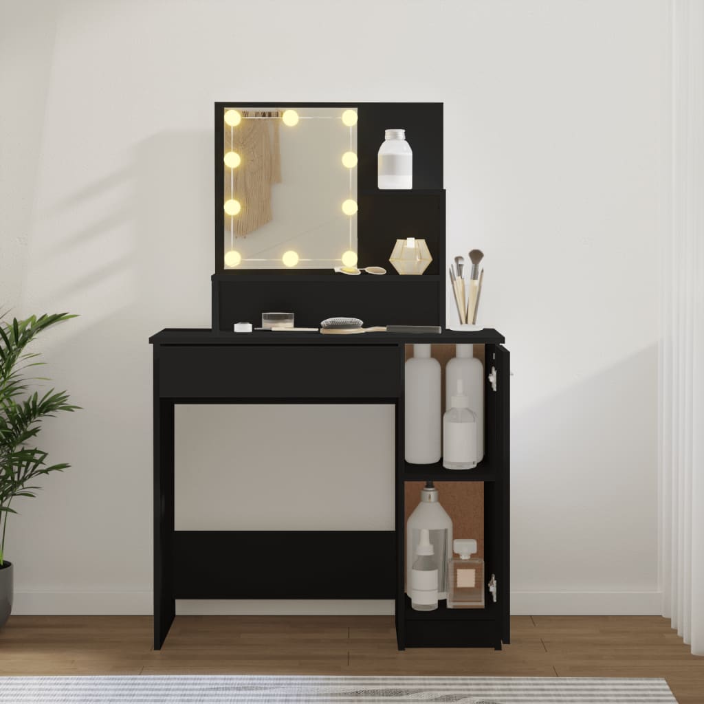 Coiffeuse avec LED noir 86,5x35x136 cm Tables vidaXL
