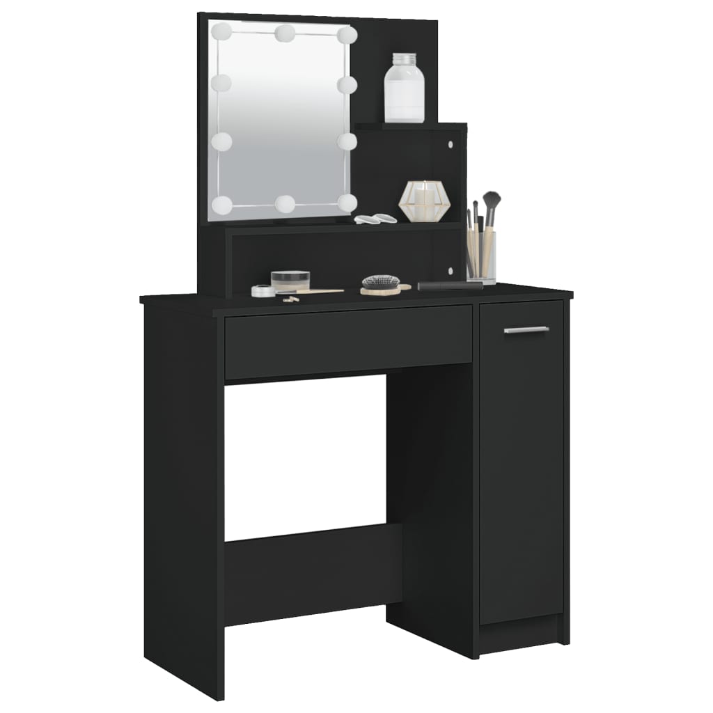 Coiffeuse avec LED noir 86,5x35x136 cm Tables vidaXL