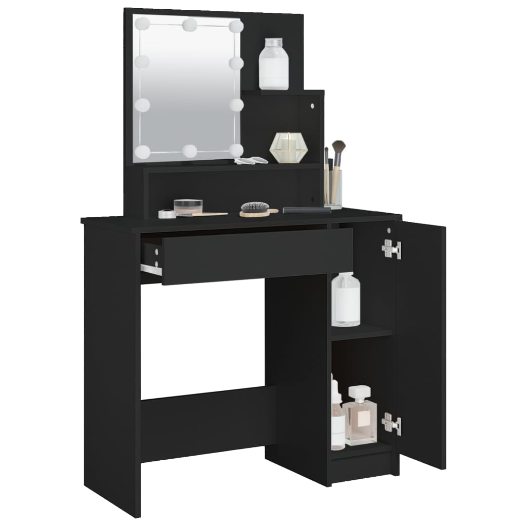 Coiffeuse avec LED noir 86,5x35x136 cm Tables vidaXL