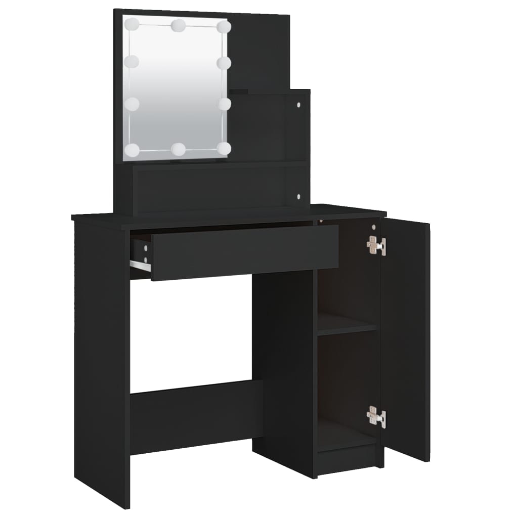 Coiffeuse avec LED noir 86,5x35x136 cm Tables vidaXL