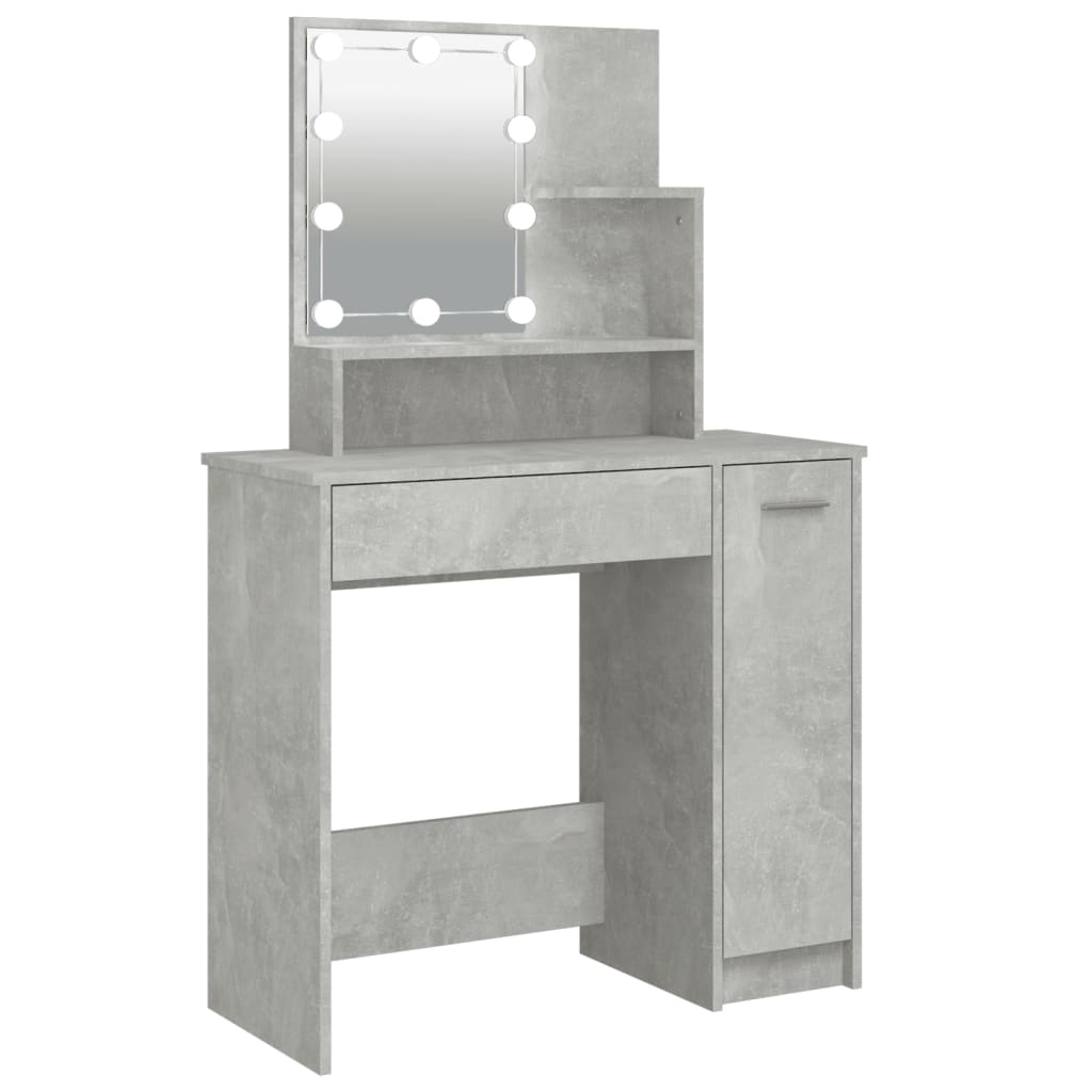 Coiffeuse avec LED Gris béton 86,5x35x136 cm Tables vidaXL