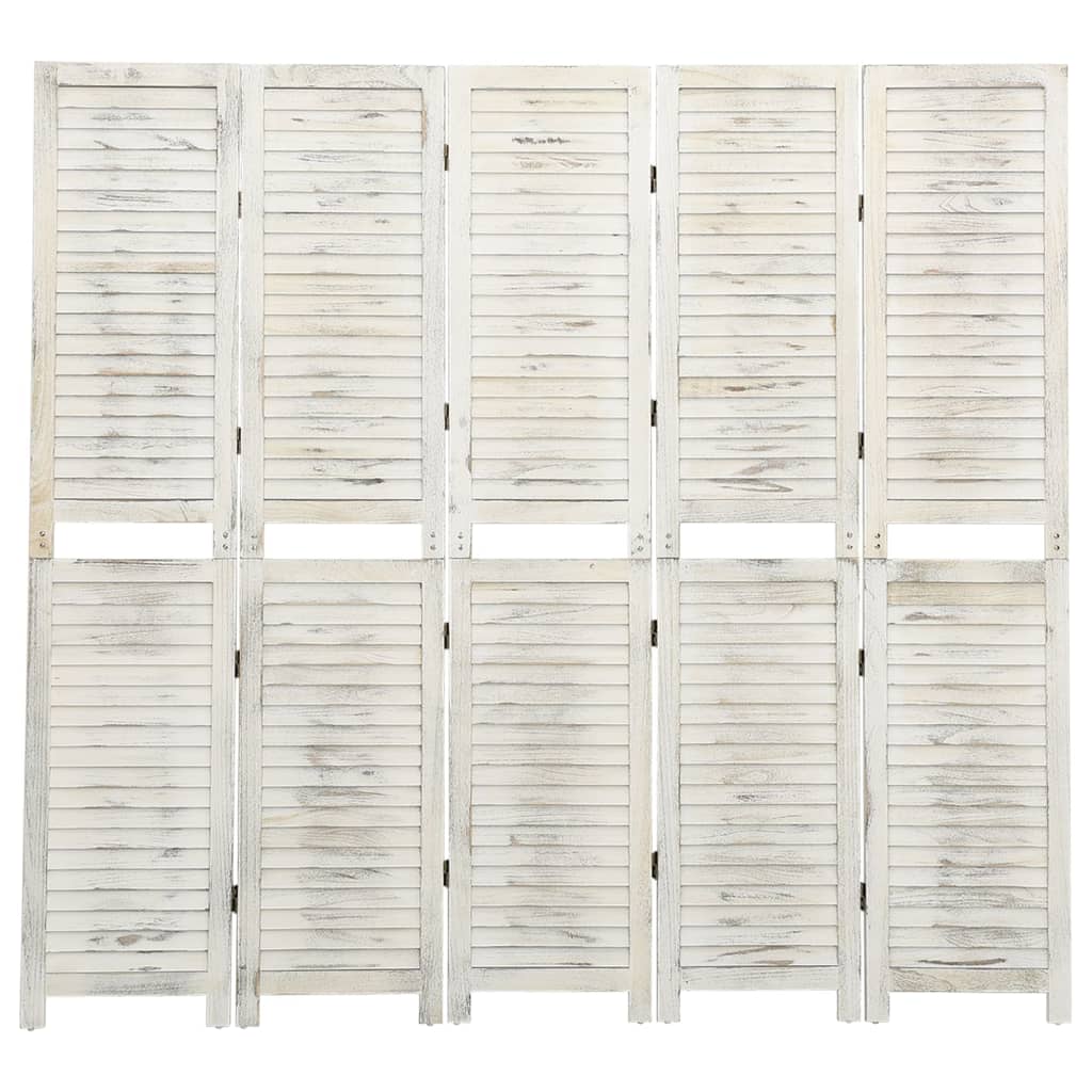 Cloison de séparation 5 panneaux Blanc antique 178,5x166cm Bois Séparateurs de pièces vidaXL   