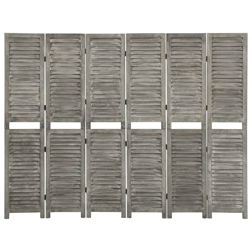 Cloison de séparation 6 panneaux Gris 214x166 cm Bois solide Séparateurs de pièces vidaXL   