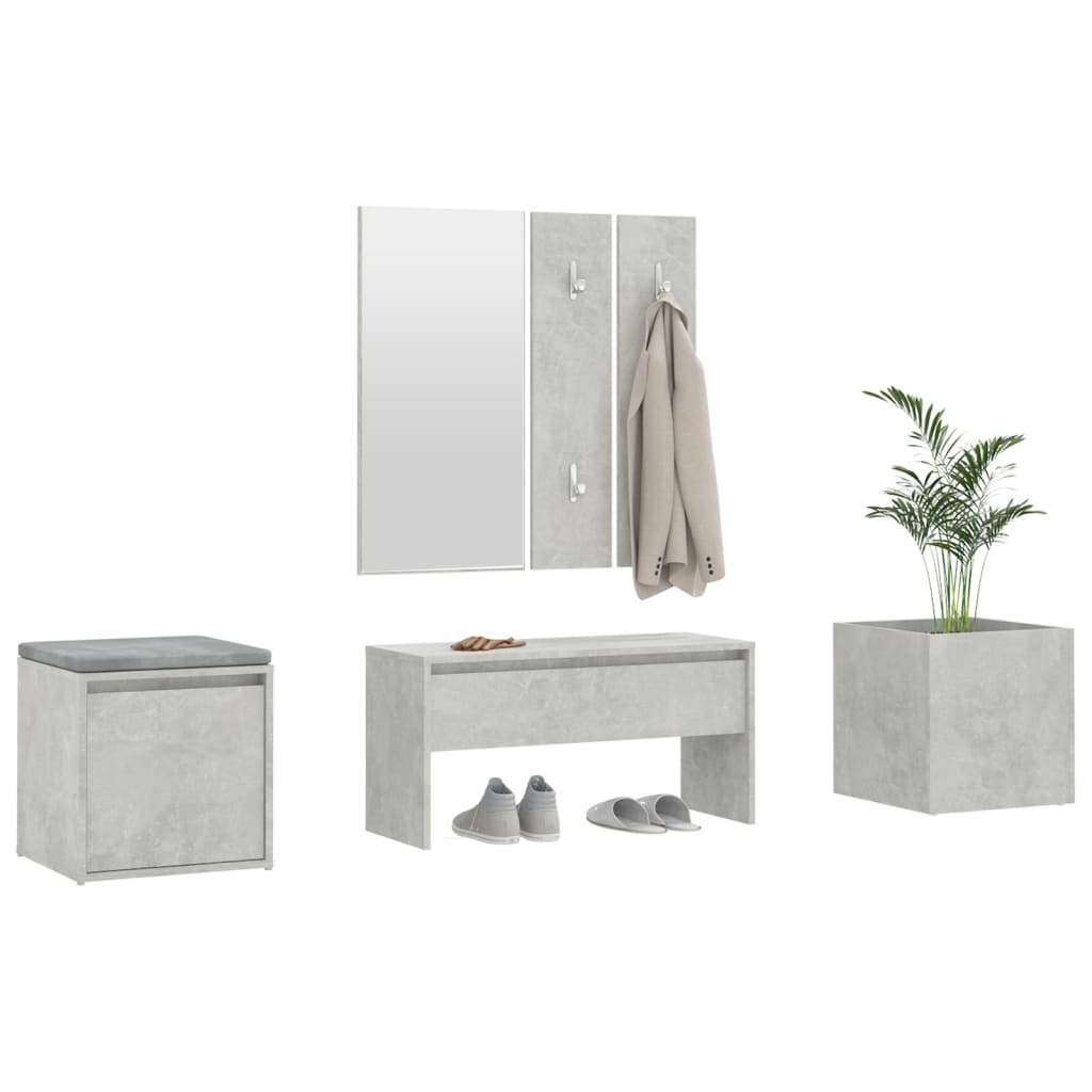 Ensemble de meubles de couloir Gris béton Bois d'ingénierie Bancs coffres vidaXL