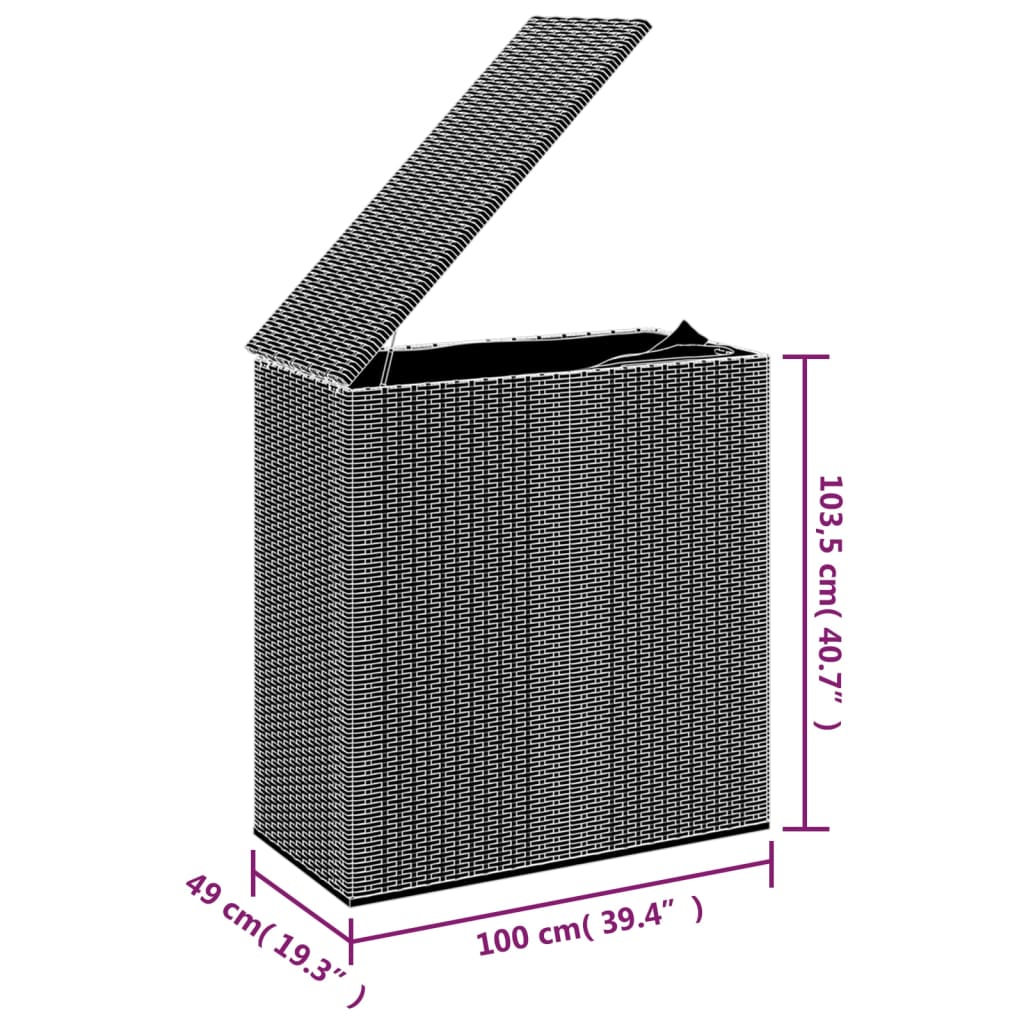Boîte à coussins de jardin Résine tressée 100x49x103,5 cm Gris Coffres de jardin vidaXL   