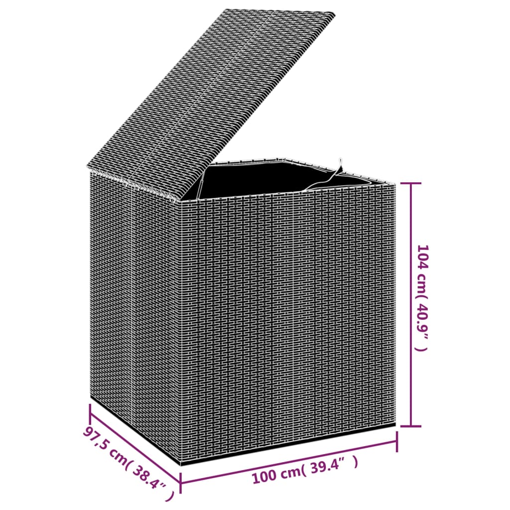 Boîte à coussins de jardin Résine tressée 100x97,5x104 cm Gris Coffres de jardin vidaXL   