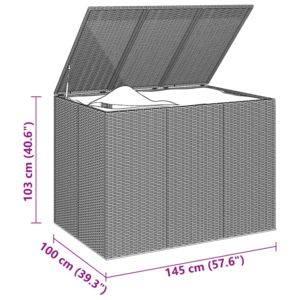 Boîte à coussins de jardin Résine tressée 145x100x103 cm Gris Coffres de jardin vidaXL   