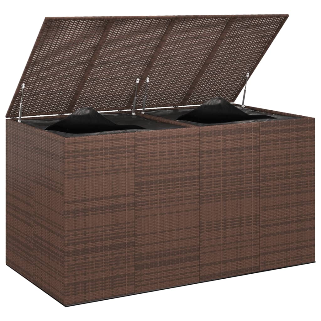 Boîte à coussins de jardin Résine tressée 194x100x103 cm Marron Coffres de jardin vidaXL   