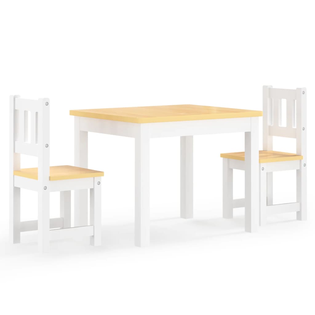 Ensemble de table et chaises pour enfants 3 pcs Blanc et beige Meubles pour bébés & tout-petits vidaXL   
