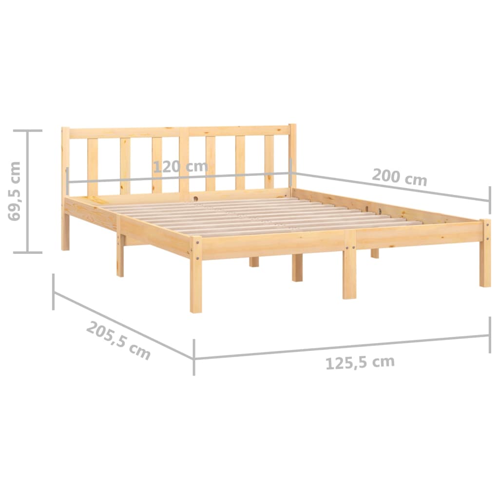 Cadre de lit bois de pin massif 120x200 cm Lits & cadres de lit vidaXL   