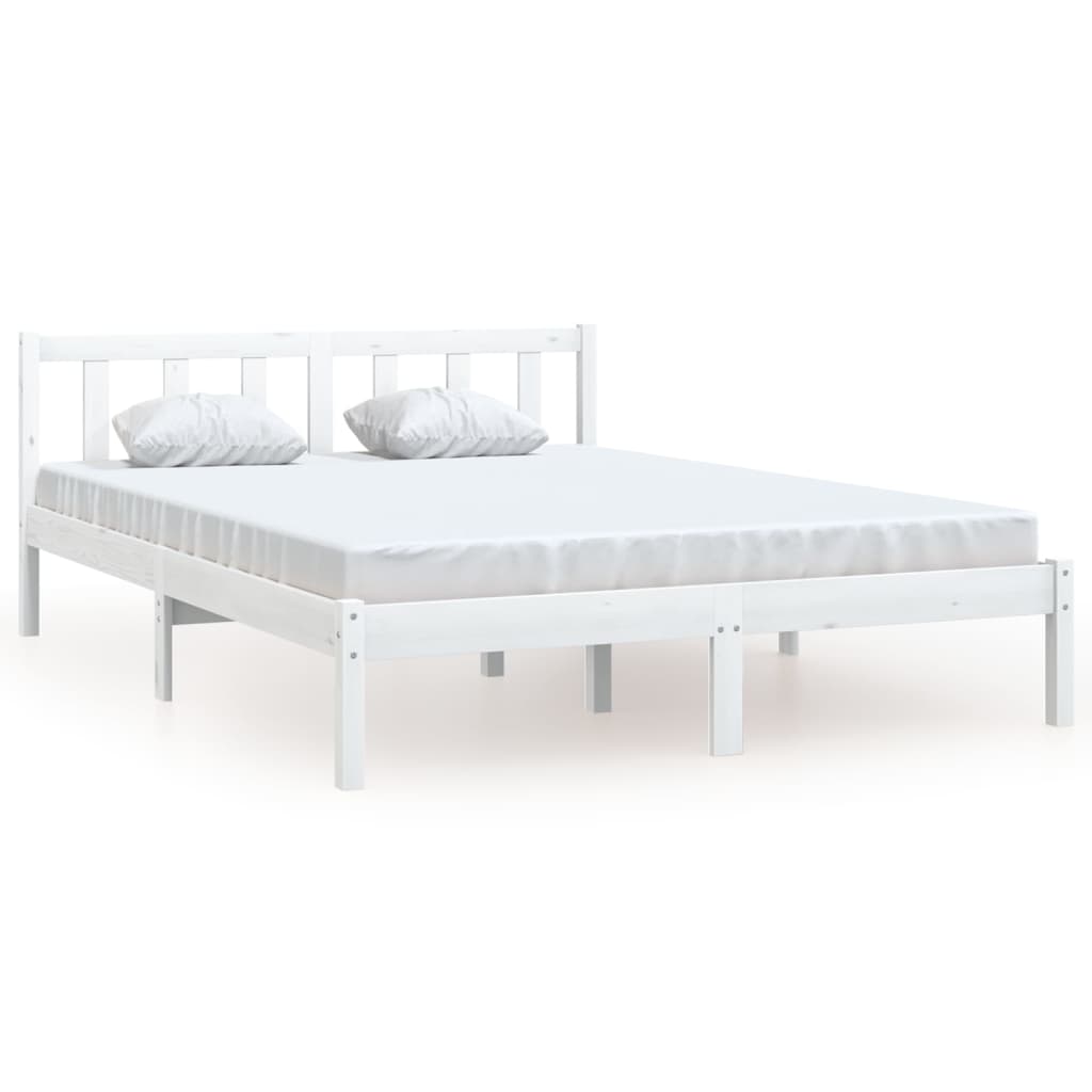 Cadre de lit Blanc Bois de pin massif 160x200 cm Lits & cadres de lit vidaXL   